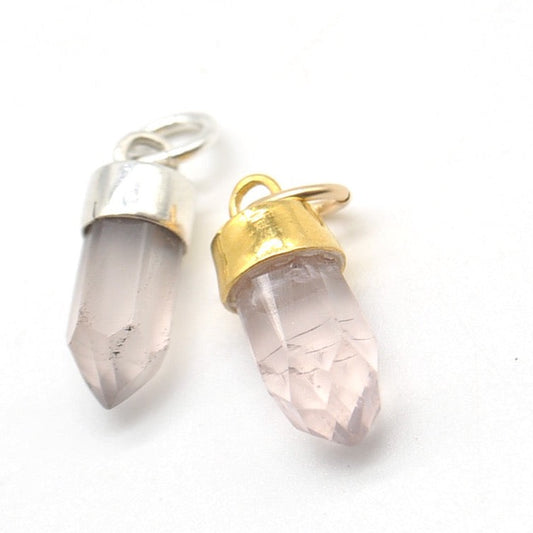 Natural Rose Quartz Hand-Cut Sone Pendant