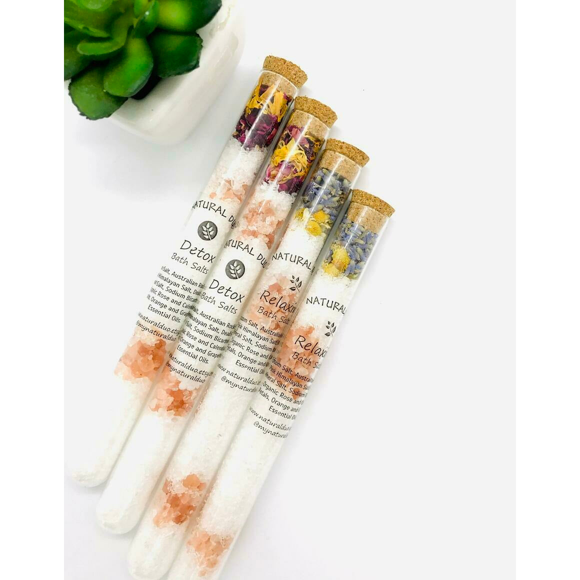 Botanical Bath Salt Glass Tubes - Relax and Enjoy