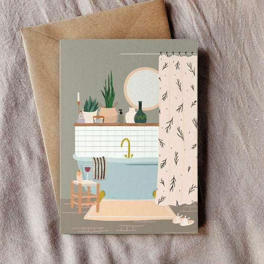 Bathing Bath Greeting Card