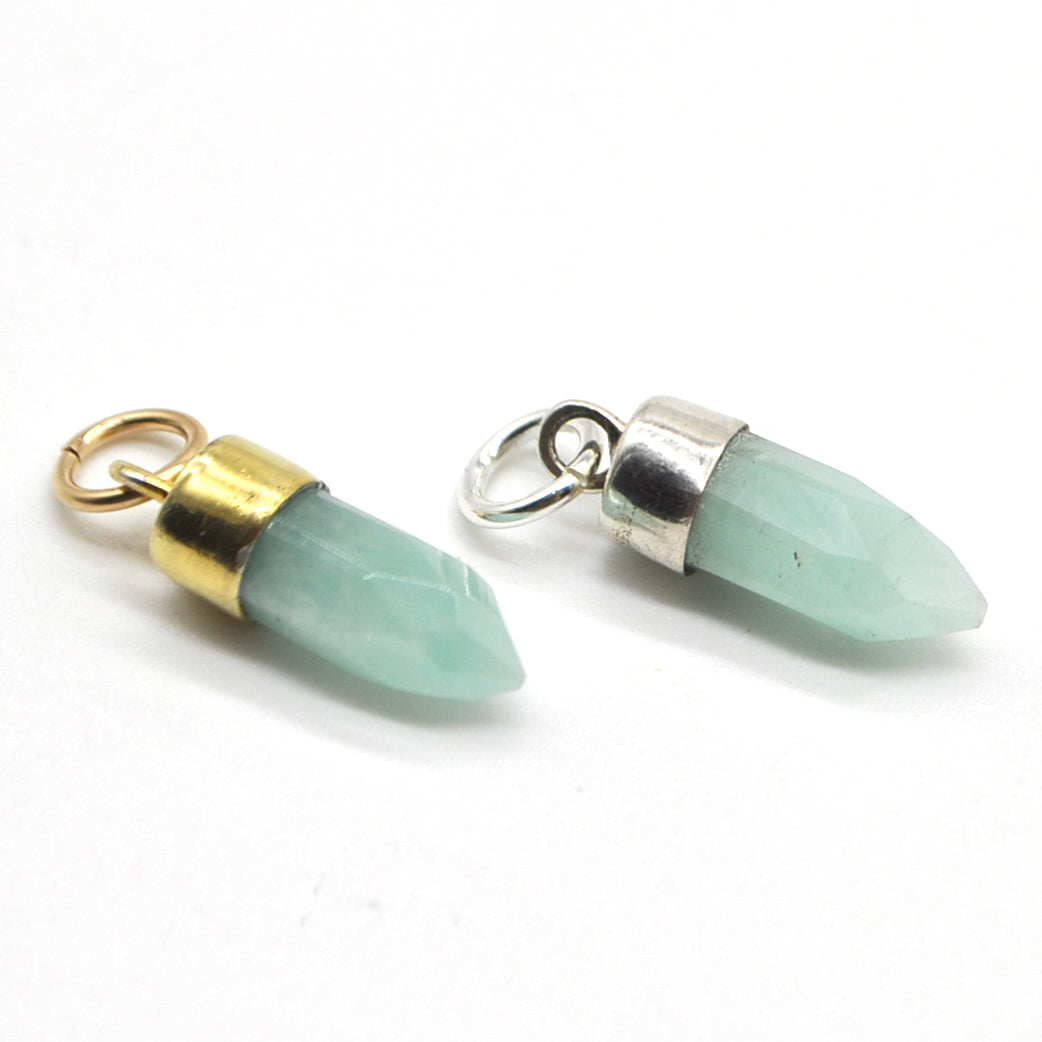 Natural Amazonite Hand-Cut Gold Pendant