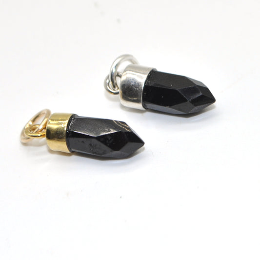 Natural Black Spinel Hand-Cut Stone Pendant