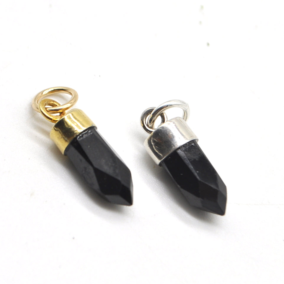 Natural Black Spinel Hand-Cut Stone Pendant