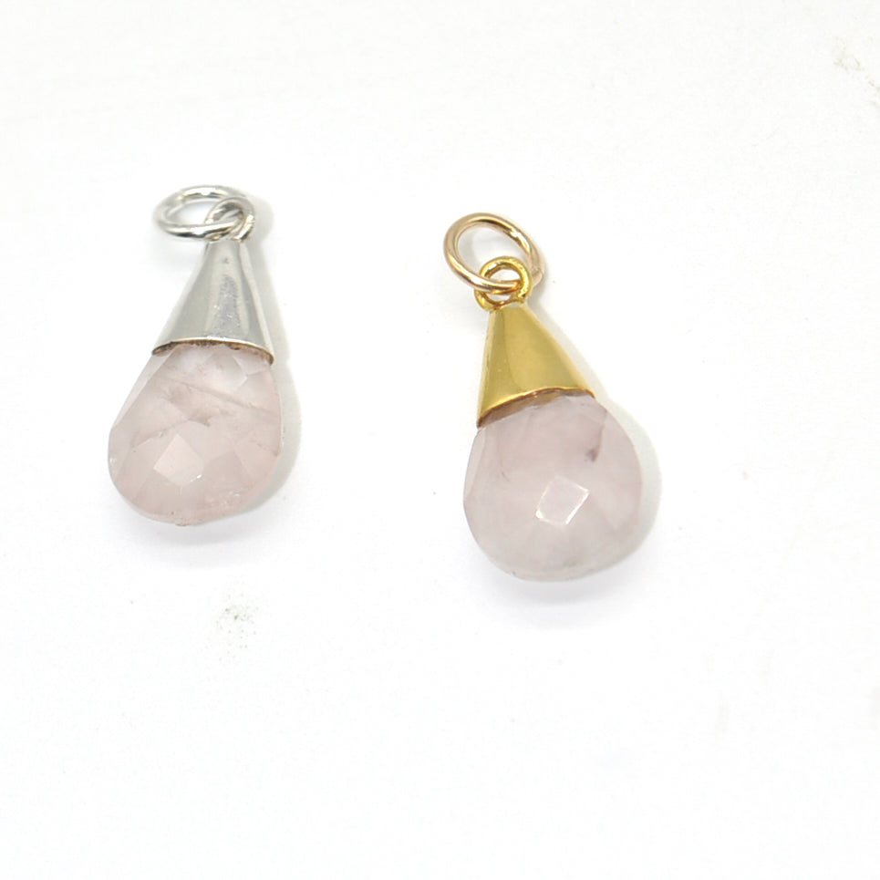 Natural Rose Quartz Crystal Unicorn Tear Pendant