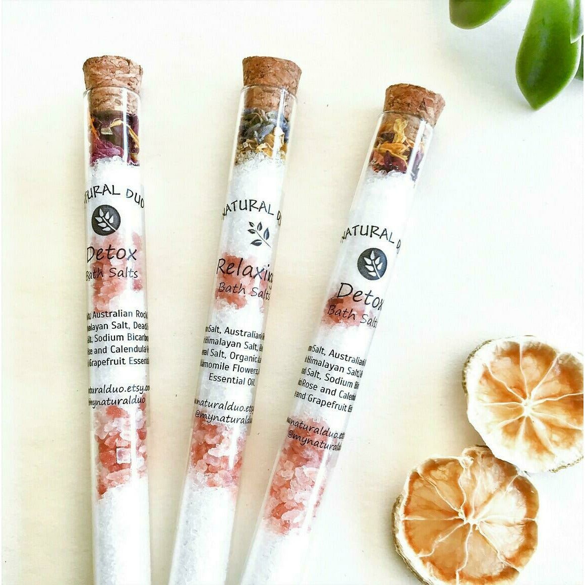 Botanical Bath Salt Glass Tubes - Relax and Enjoy