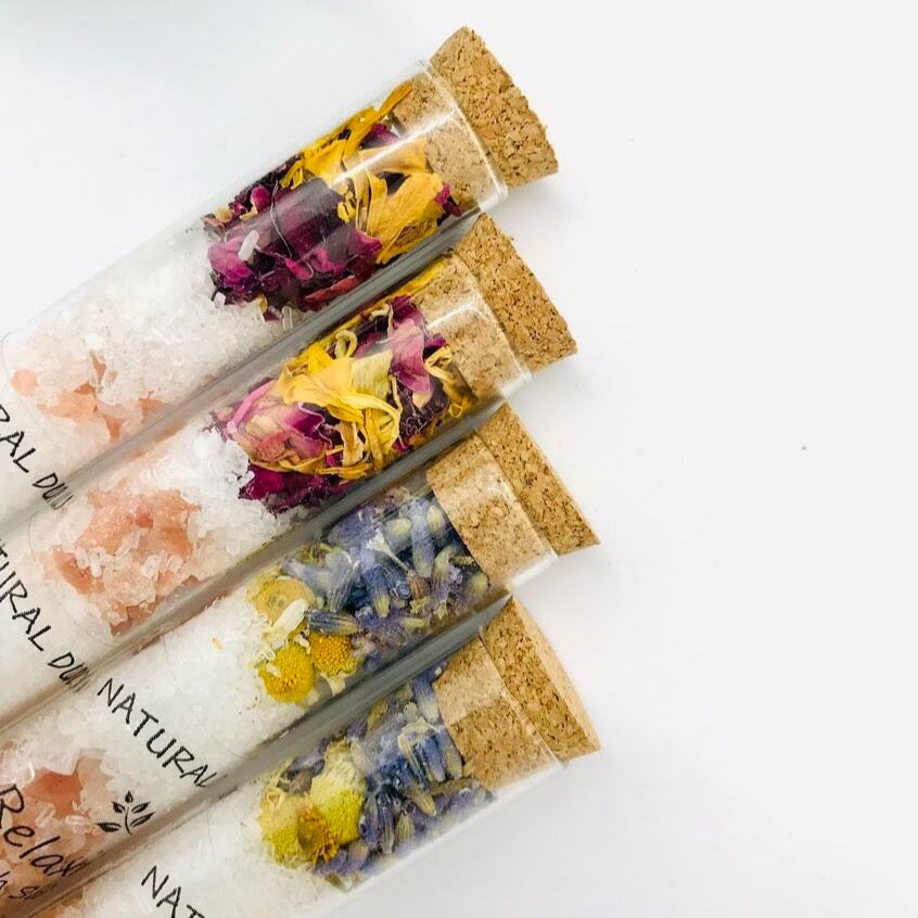 Botanical Bath Salt Glass Tubes - Relax and Enjoy